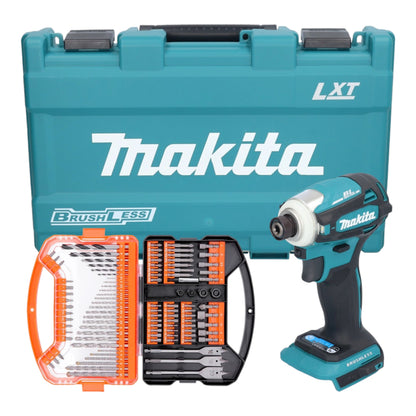 Makita DTD 172 Z Clé à chocs sans fil (18 V 180 Nm 1/4" sans balais) avec coffret + jeu d'embouts et de forets WellCut 101 pièces