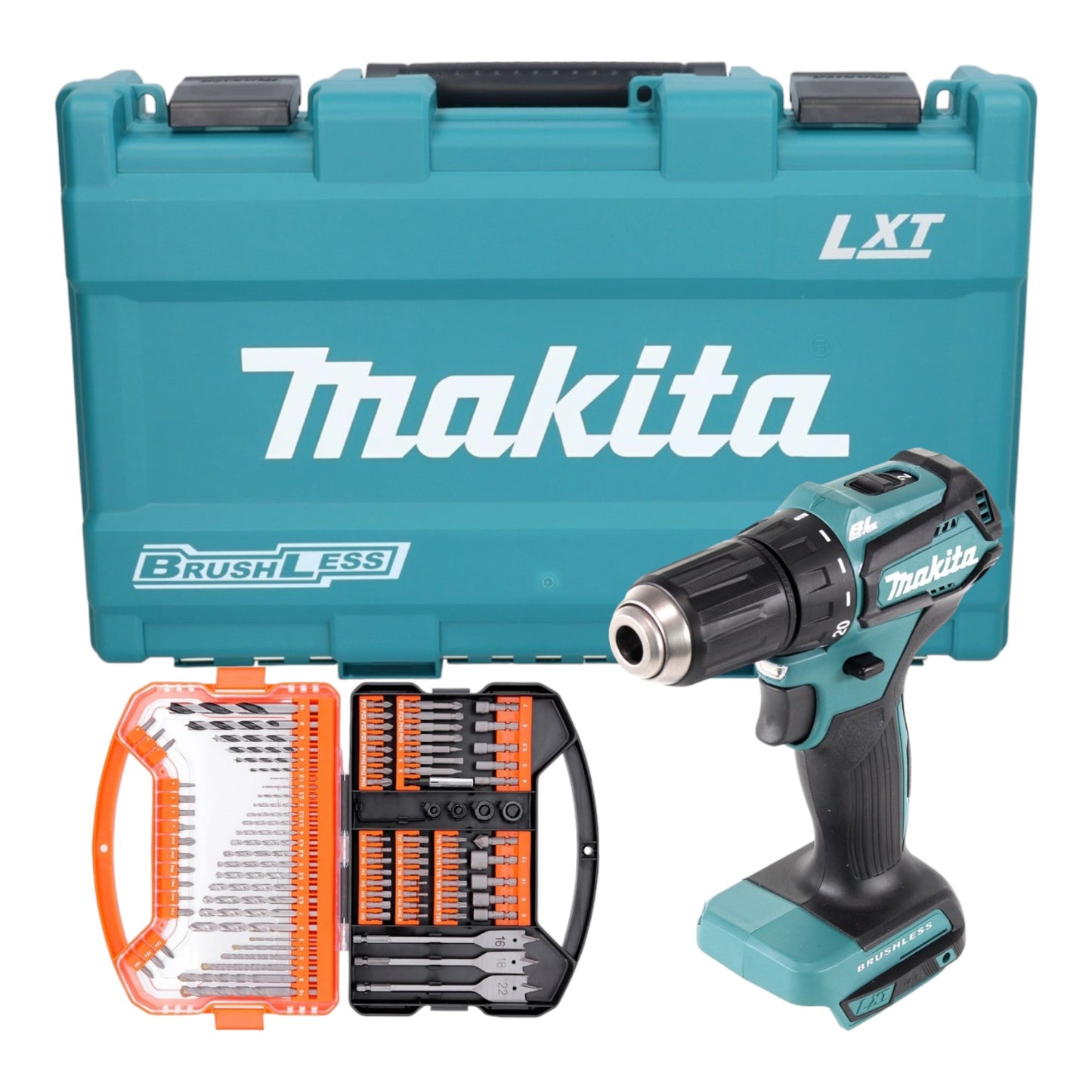 Makita DDF 483 Z perceuse-visseuse sans fil (18 V 40 Nm sans balais) avec coffret + embout WellCut 101 pièces et jeu de forets