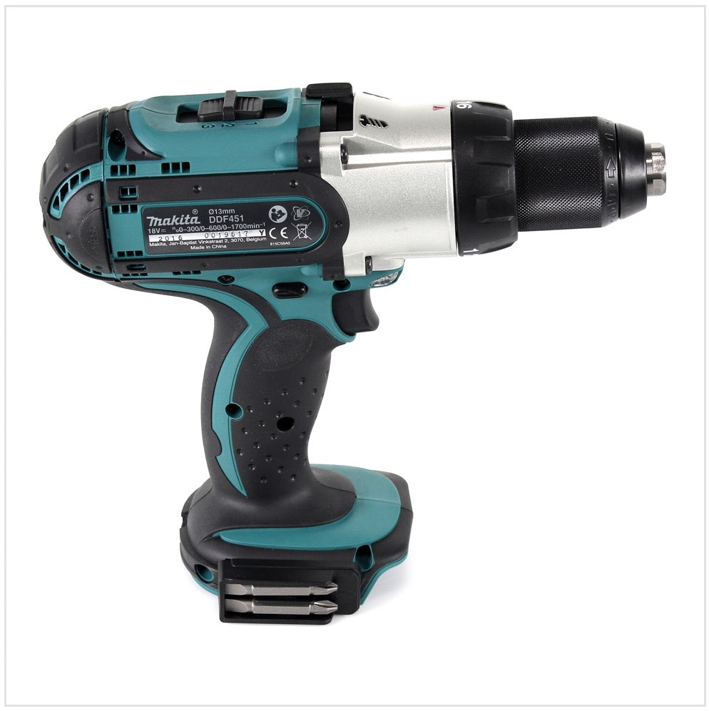 Makita DDF 451 Z Perceuse-visseuse sans fil 18 V Li-Ion avec coffret + jeu d'embouts et de forets WellCut 101 pièces