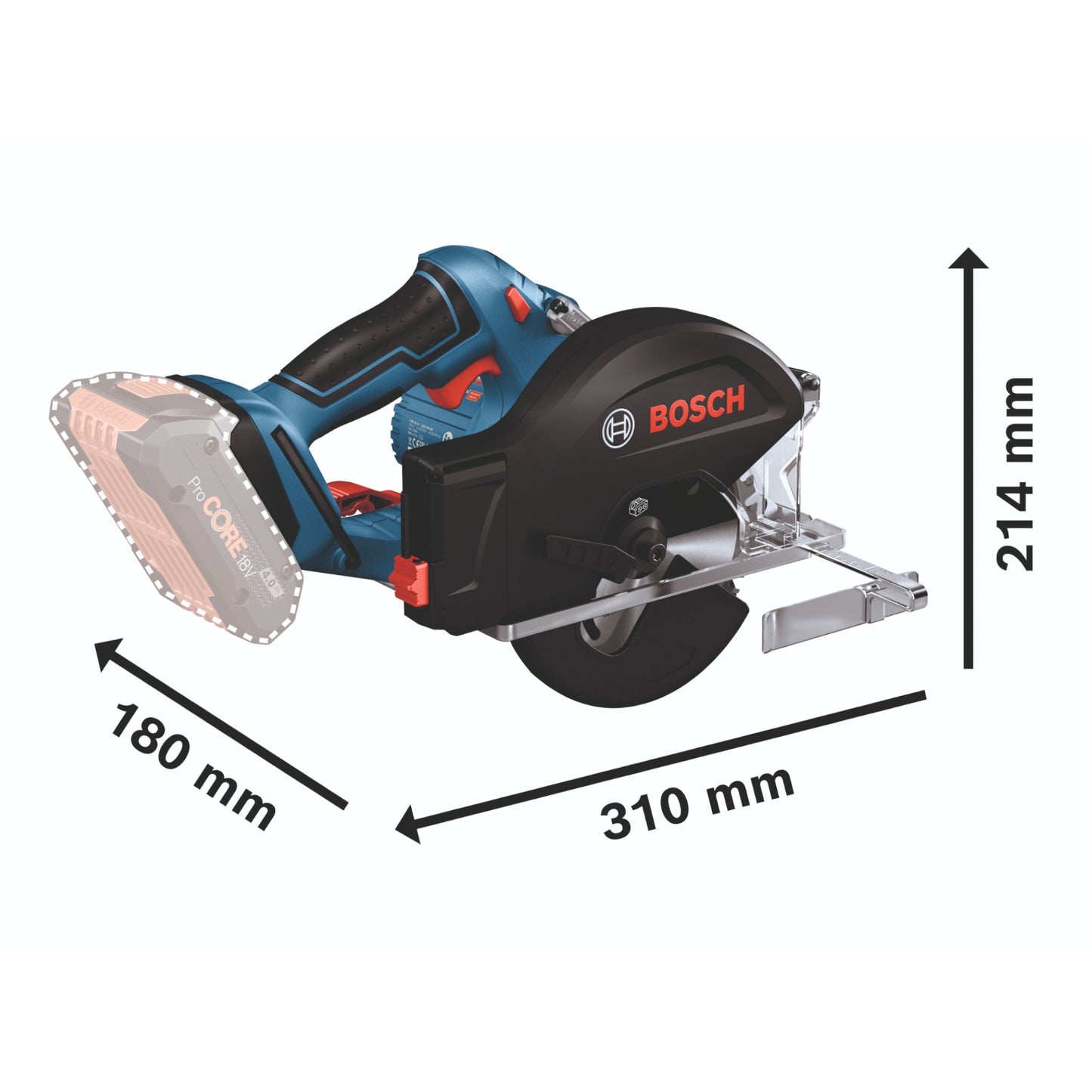 Scie circulaire à main métal sans fil Bosch GKM 18V-50 Professional 18 V 136 mm brushless + 1x batterie ProCORE 4,0 Ah + L-Boxx - sans chargeur