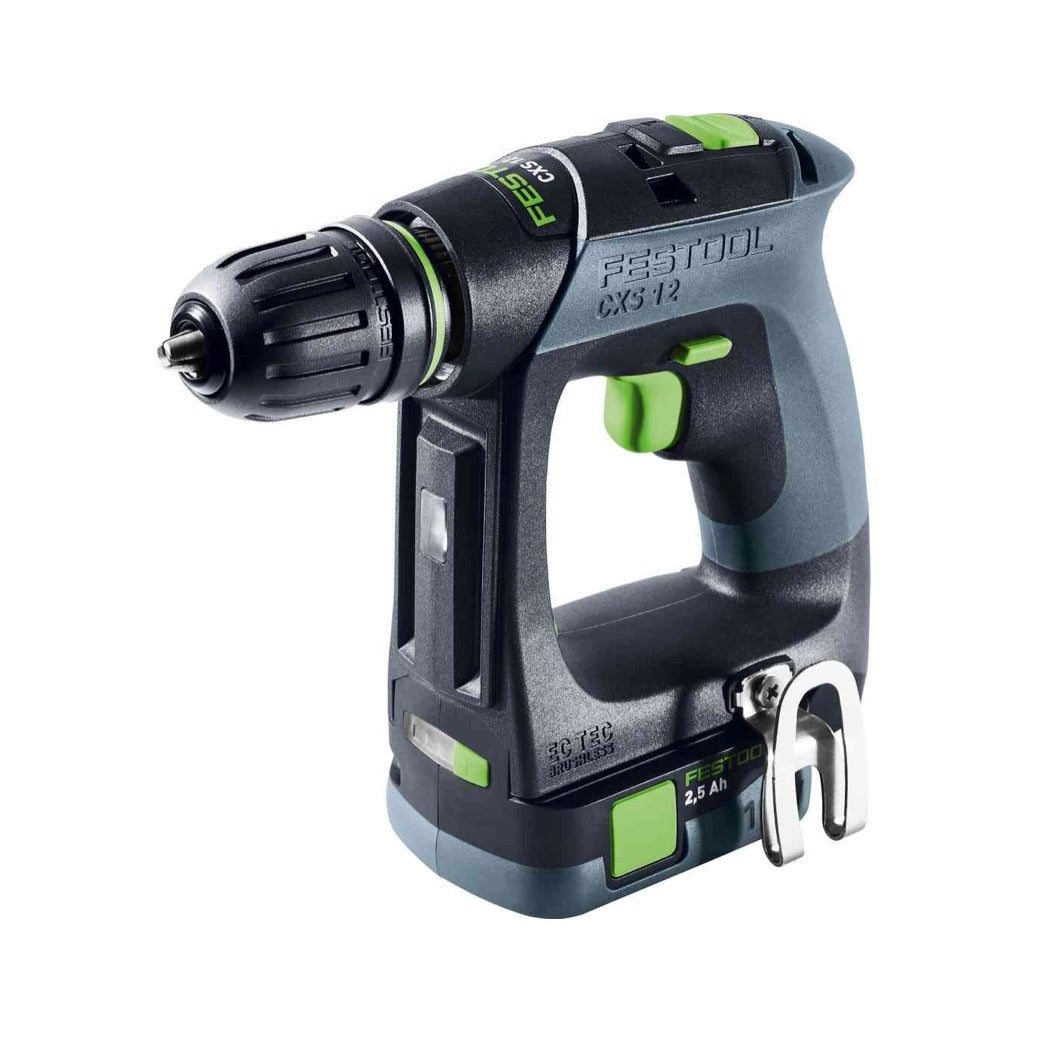 Festool CXS 12 2.5-Plus perceuse-visseuse sans fil 12 V 30 Nm sans balai (576864) + 2x batteries 2,5 Ah + chargeur + Systainer + Systainer ToolBox SYS3 TB M 137