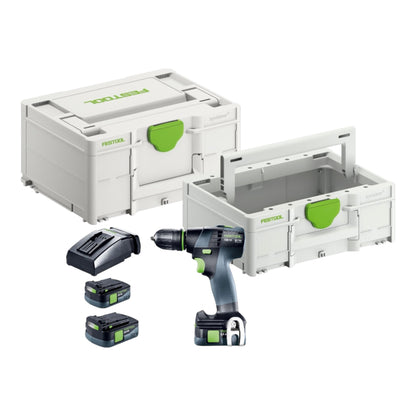 Festool TXS 12 2.5-Plus perceuse-visseuse sans fil 12 V 30 Nm sans balai (576873) + 2x batteries 2,5 Ah + chargeur + Systainer + Systainer ToolBox SYS3 TB M 137