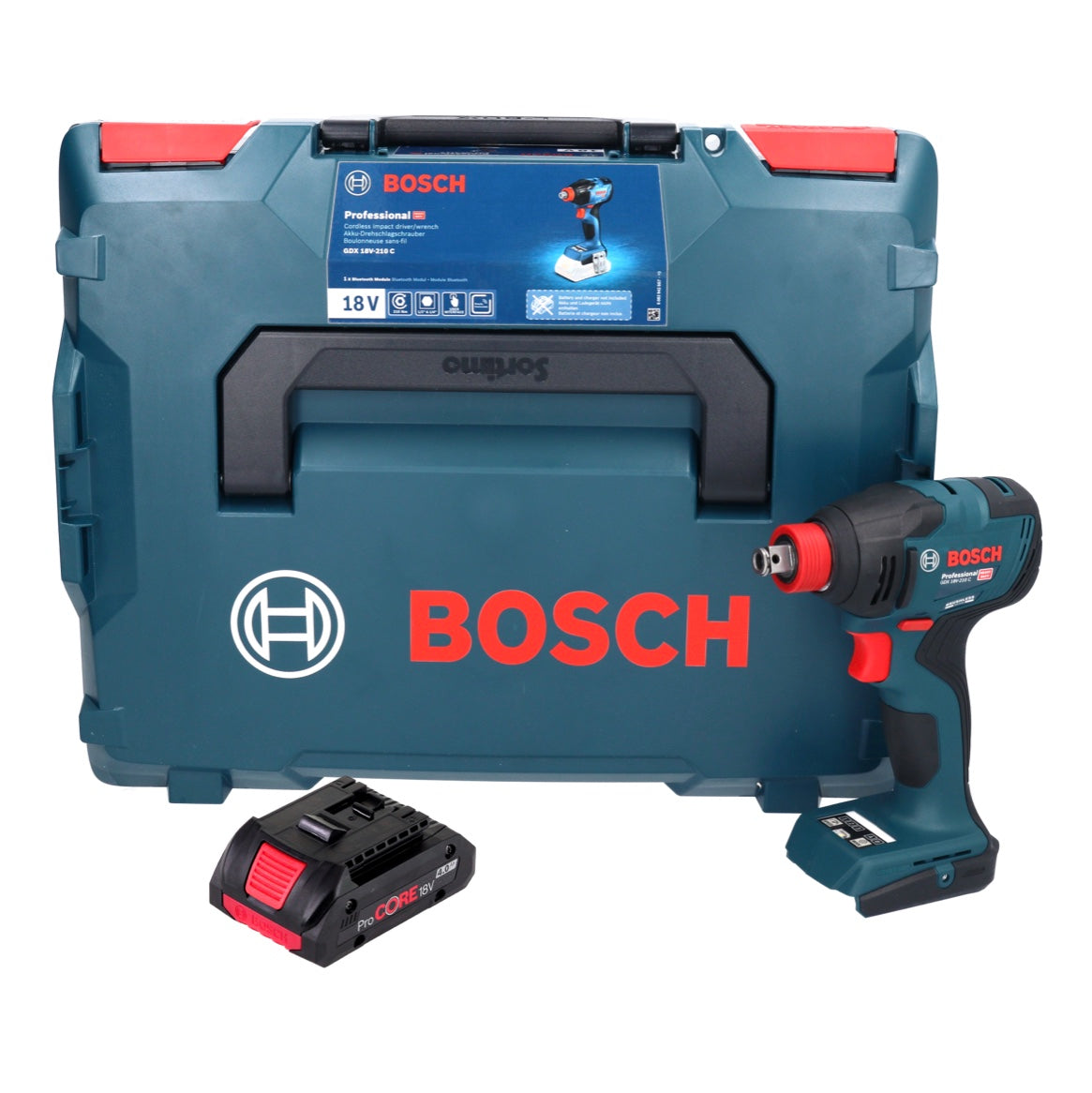 Bosch GDX 18V-210 C Professional Clé à chocs rotative sans fil 18 V 210 Nm sans balais + 1x batterie ProCORE 4,0 Ah + L-Boxx - sans chargeur