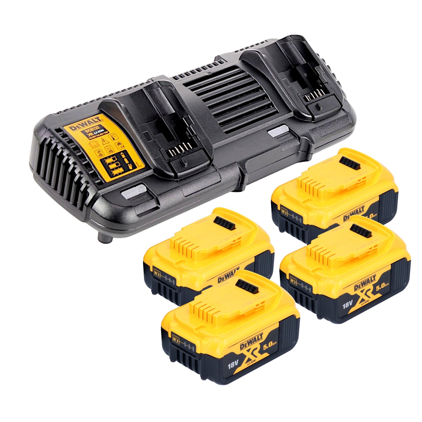 DeWalt DCMW 564 P4 Akku Rasenmäher 36 V ( 2x 18 V ) 48 cm Brushless + 4x Akku 5,0 Ah + Ladegerät