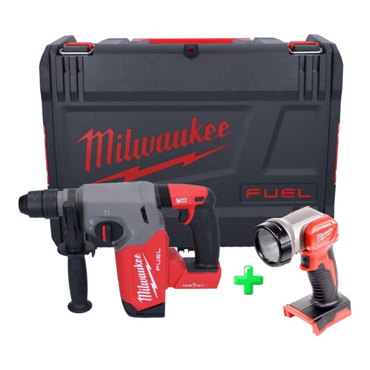 Marteau combiné à batterie Milwaukee M18 ONEFHX-0X 18 V 2,5 J SDS-Plus brushless + boîtier HD (4933478503) + éclairage à batterie Milwaukee M18 TLED LED