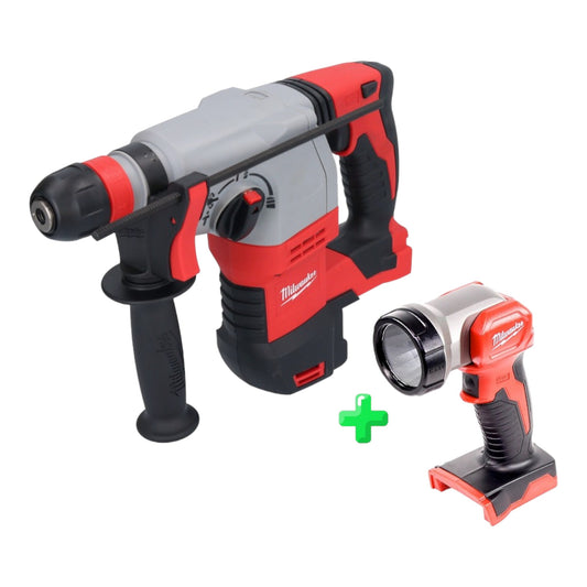 Marteau combiné à batterie Milwaukee M18 HD18HX-0 18 V 2,4 J (4933408320) Solo + éclairage à batterie Milwaukee M18 TLED LED