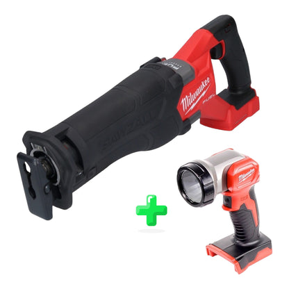 Scie alternative à batterie Milwaukee M18 FSZ-0 18 V brushless solo + éclairage à batterie Milwaukee M18 TLED LED