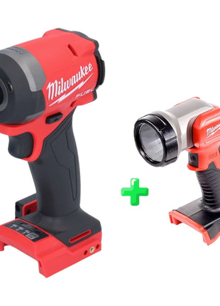 Clé à chocs sans fil Milwaukee M18 FID3-0 18 V 1/4" 226 Nm brushless solo + Milwaukee M18 TLED éclairage batterie LED