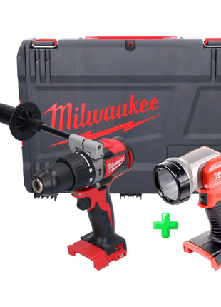 Perceuse à percussion sans fil Milwaukee M18 BLPD2-0X 18 V 82 Nm sans balai + boîtier HD + éclairage sur batterie Milwaukee M18 TLED LED