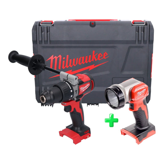 Milwaukee M18 BLPD2-0X Akku Schlagbohrschrauber 18 V 82 Nm Brushless + HD Box + Milwaukee M18 TLED Akku Leuchte LED