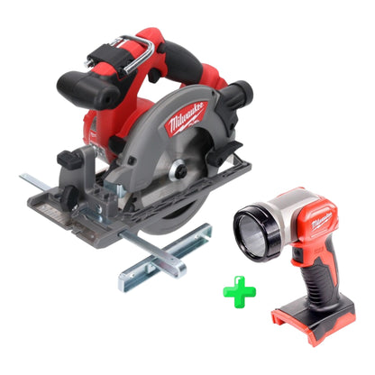 Scie circulaire à main sur batterie Milwaukee M18 CCS55-0 18 V 165 mm Solo (4933448158) + éclairage sur batterie Milwaukee M18 TLED LED