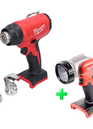 Souffleur à air chaud sur batterie Milwaukee M18 BHG-0 18 V 470 °C Solo (4933459771) + éclairage sur batterie Milwaukee M18 TLED LED