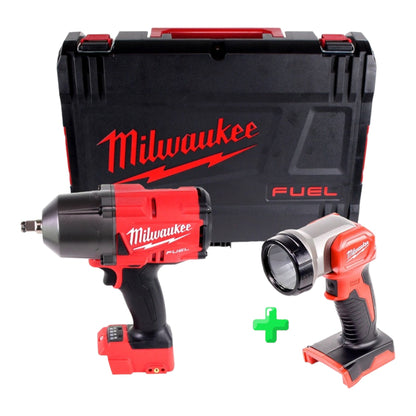 Clé à chocs sans fil Milwaukee M18 FHIWF12-0X 1/2" 18V 1356Nm (4933459695) en coffret HD + Éclairage batterie Milwaukee M18 TLED LED