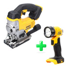 Scie sauteuse sans fil DeWalt DCS 331 N 18 V Solo + lampe à batterie DeWalt DCL 040 18 V XR Li-Ion