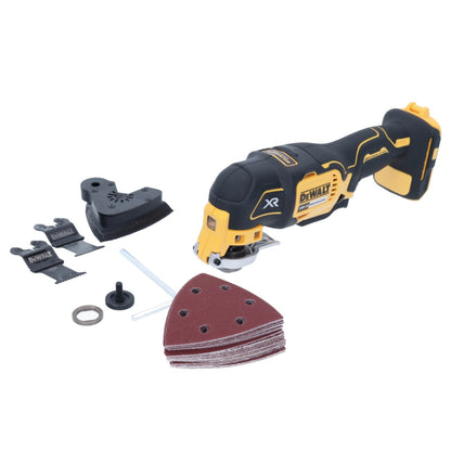 Oscillateur à batterie DeWalt DCS 355 N, outil multifonction 18 V sans balais + kit d'accessoires 29 pièces + lampe à batterie DeWalt DCL 040 18 V XR Li-Ion