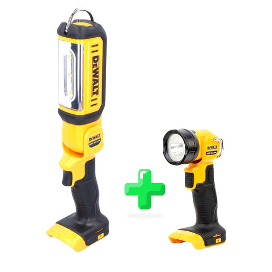 Lampe LED sur batterie DeWalt DCL 050 18 V 500 lm Solo + Lampe sur batterie DeWalt DCL 040 18 V XR Li-Ion