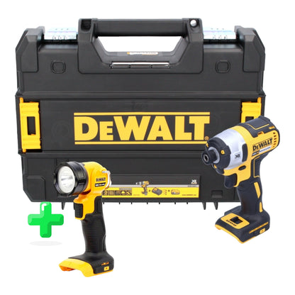 Clé à chocs sans fil DeWalt DCF 887 NT 18 V 205 Nm 1/4" sans balais + TSTAK + lampe batterie DeWalt DCL 040 18V XR Li-Ion