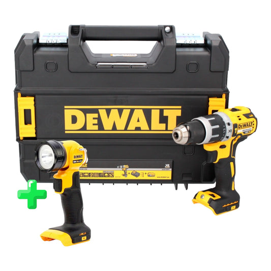 Perceuse à percussion sans fil DeWalt DCD 796 NT 18 V 70 Nm sans balais + TSTAK + lampe sur batterie DeWalt DCL 040 18 V XR Li-Ion