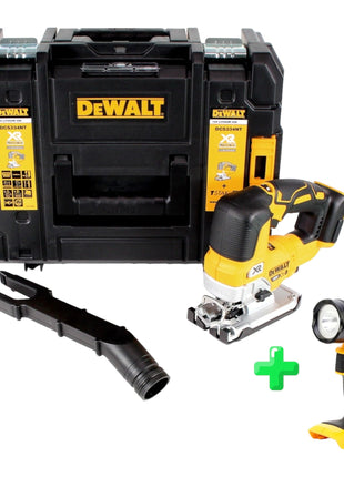 DeWalt DCS 334 NT scie sauteuse à course pendulaire à batterie 18V sans balais Solo + TSTAK + lampe à batterie DeWalt DCL 040 18V XR Li-Ion