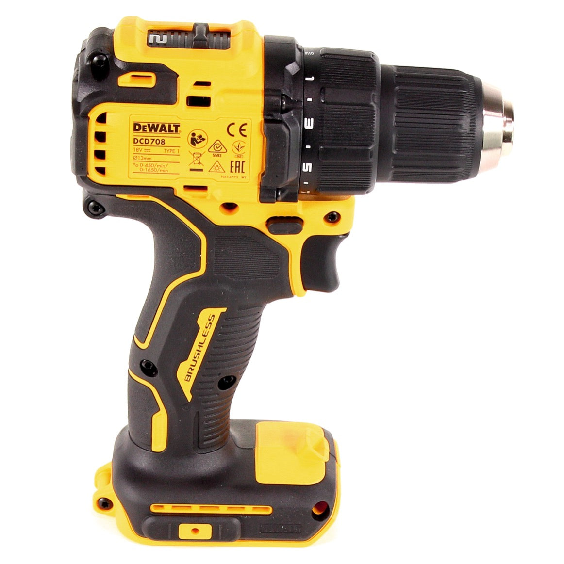 DeWalt DCD 708 NT Akku Bohrschrauber 18 V Li-Ion Brushless Solo in TSTAK Box + DeWalt DCL 040 18V XR Li-Ion Akku Lampe