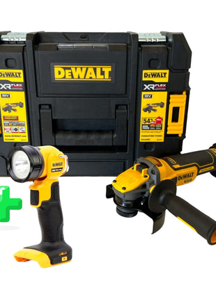 Meuleuse d'angle sur batterie DeWalt DCG 409 NT 18 V 125 mm sans balais + TSTAK + lampe sur batterie DeWalt DCL 040 18 V XR Li-Ion