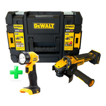 Meuleuse d'angle sur batterie DeWalt DCG 409 NT 18 V 125 mm sans balais + TSTAK + lampe sur batterie DeWalt DCL 040 18 V XR Li-Ion