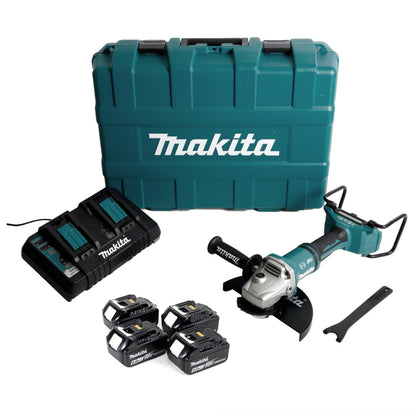 Makita DGA 900 G4KX2 Akku Winkelschleifer 36V ( 2x18V ) 230mm Brushless + 4x Akku 6,0Ah + Doppelladegerät + Ezynut + Koffer - Toolbrothers