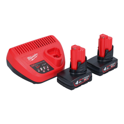 Scie sauteuse à batterie Milwaukee M12 FJS-402 12 V 22 mm sans balais + 2x batteries 4,0 Ah + chargeur