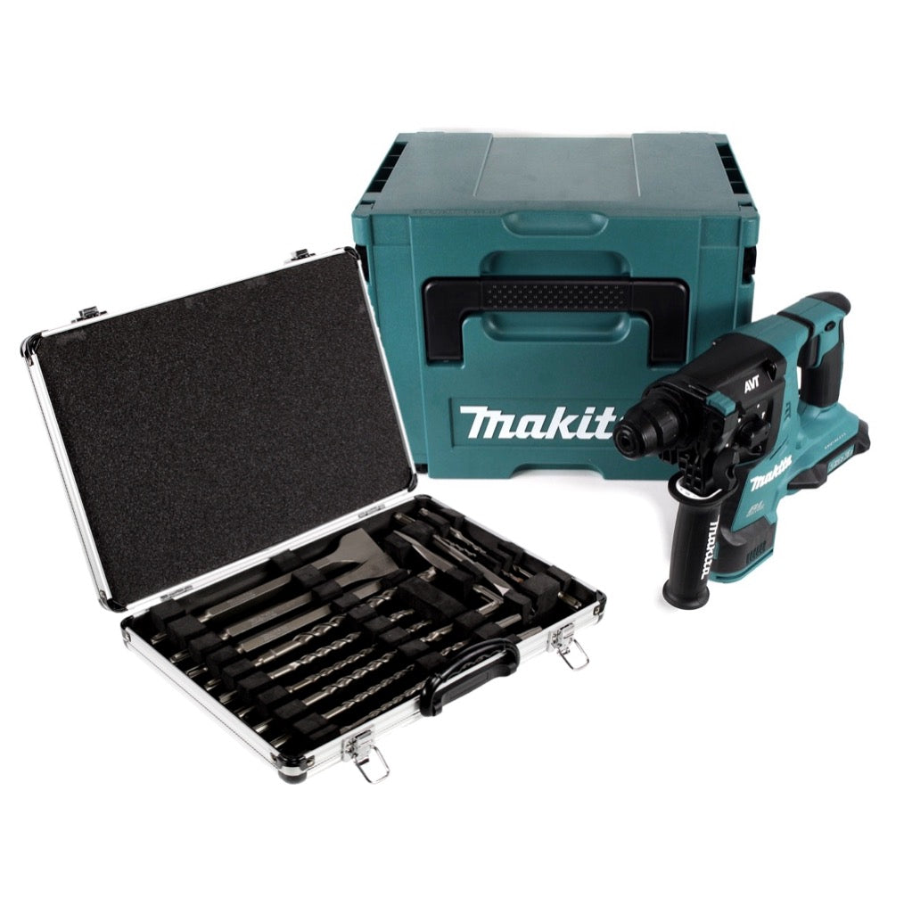 Makita DHR 280 ZJ Brushless Akku Bohrhammer 28 mm 2x 18 V für SDS-PLUS im Makpac - ohne Akku und Ladegerät + 17tlg. Bohrer und Meißel Set - Toolbrothers