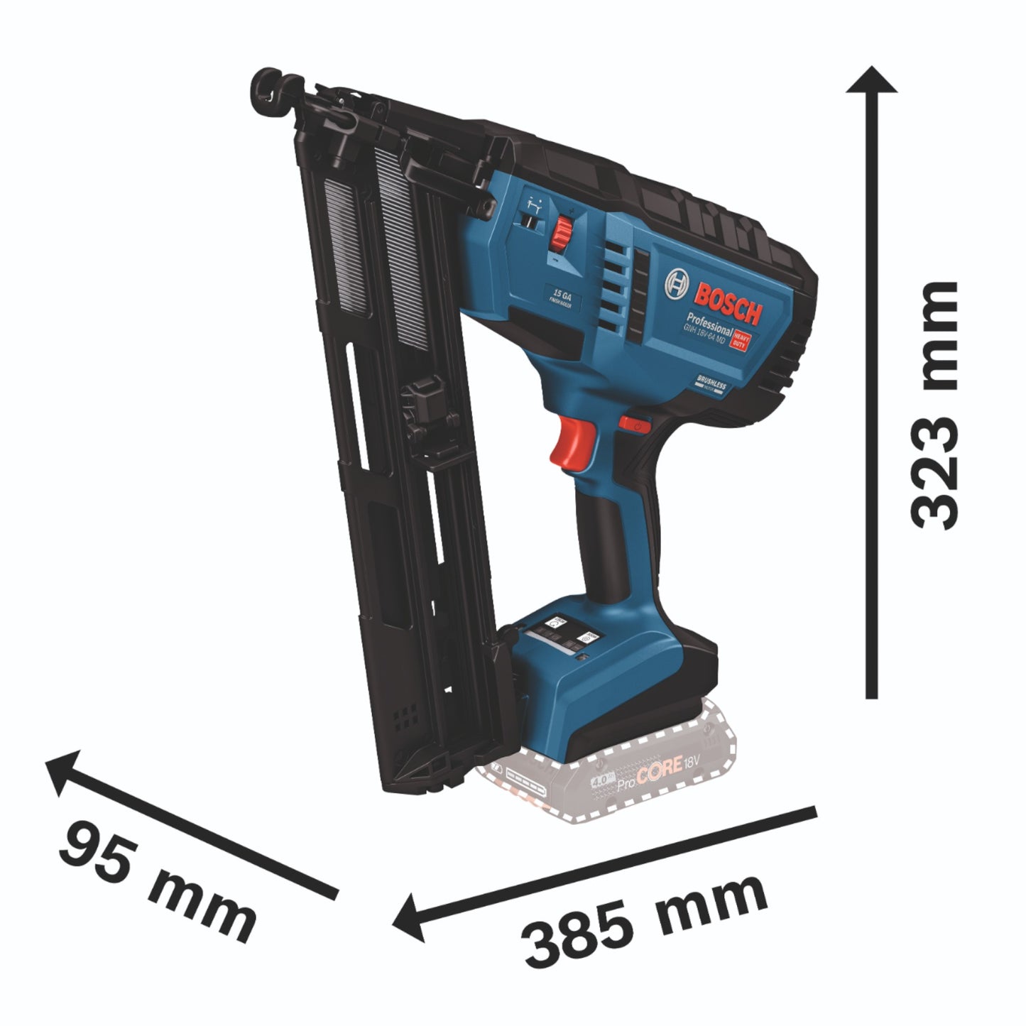 Bosch GNH 18V-64 MD Professional cloueuse à bois sans fil 18 V 1,8 x 32 - 64 mm brushless + L-Boxx (0601482201) - sans batterie, sans chargeur