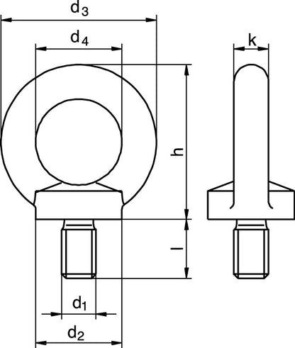 Boulon à œil DIN 580 (5000601201) filetage M8 galvanisé