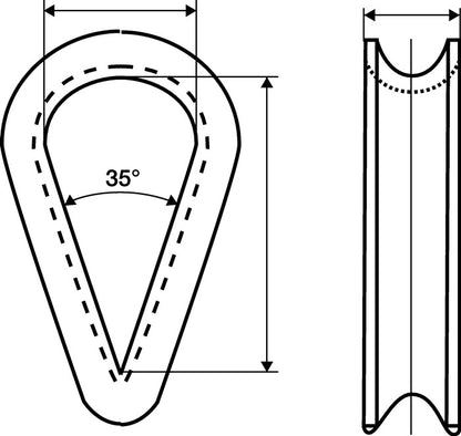 Kausche DIN 6899 Form B ( 1000120170 ) 10 mm galvanisch verzinkt mit tiefer Rille