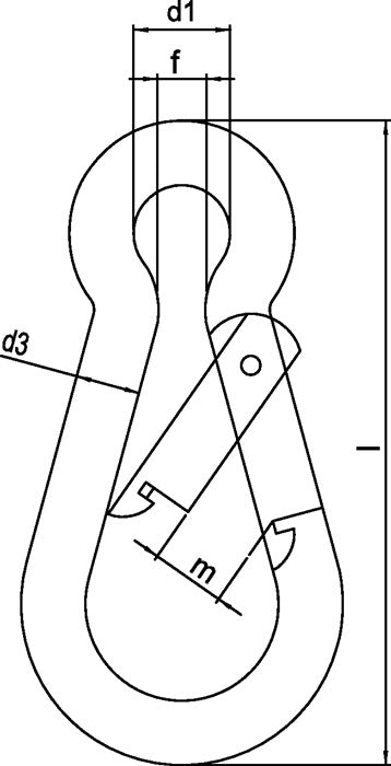 Mousqueton DIN 5299, forme C (1000120182) longueur 60 mm, épaisseur du fil 6 mm, galvanisé