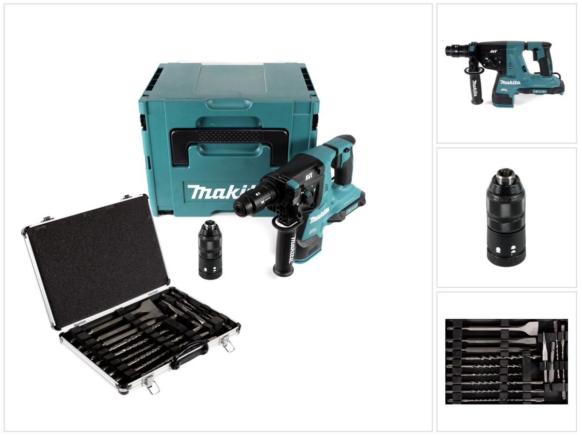 Makita DHR 281 ZJ Akku Bohrhammer 2x18V 2,8J brushless SDS plus + Makpac + 17-tlg. Bohrer und Meißel Set + Koffer - ohne Akku und Ladegerät - Toolbrothers