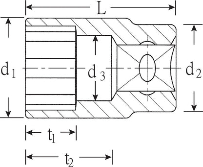 Insert de clé à douille Stahlwille 52 (8000334438) 1/2″ hexagonal longueur 47 mm