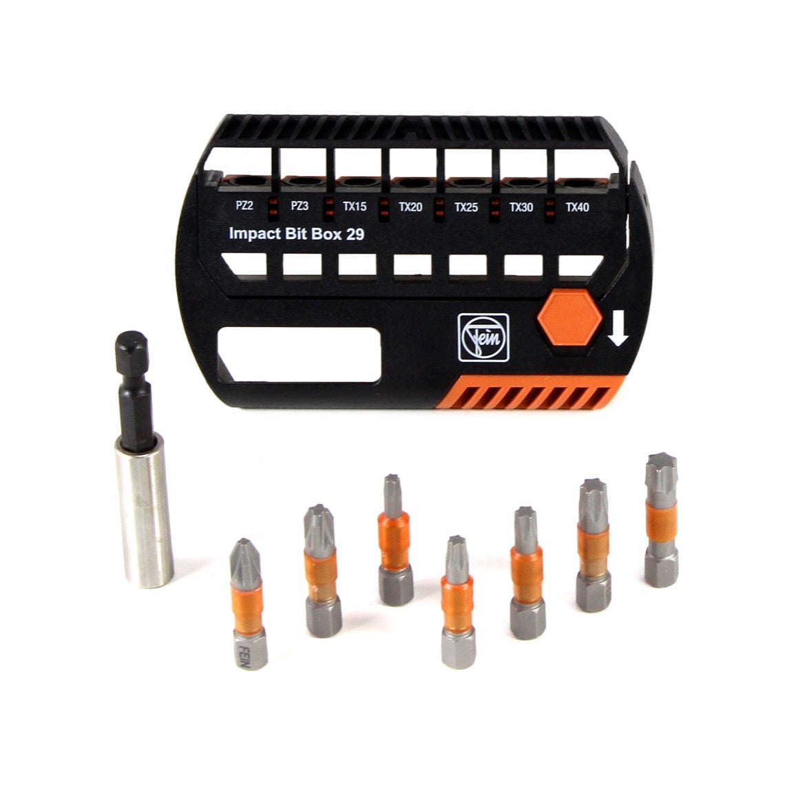 Fein Impact Bit Box 29 mit 7 Bits und 1 magnetischem Bithalter im Bit Organizer ( 60510221010 ) 29mm - Toolbrothers