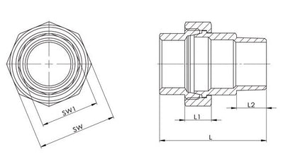 Springer Verschraubung EN 10226-1 ( 4000000326 ) NPS=1/2 ″ L 53 mm L1=14 mm L2=15 mm