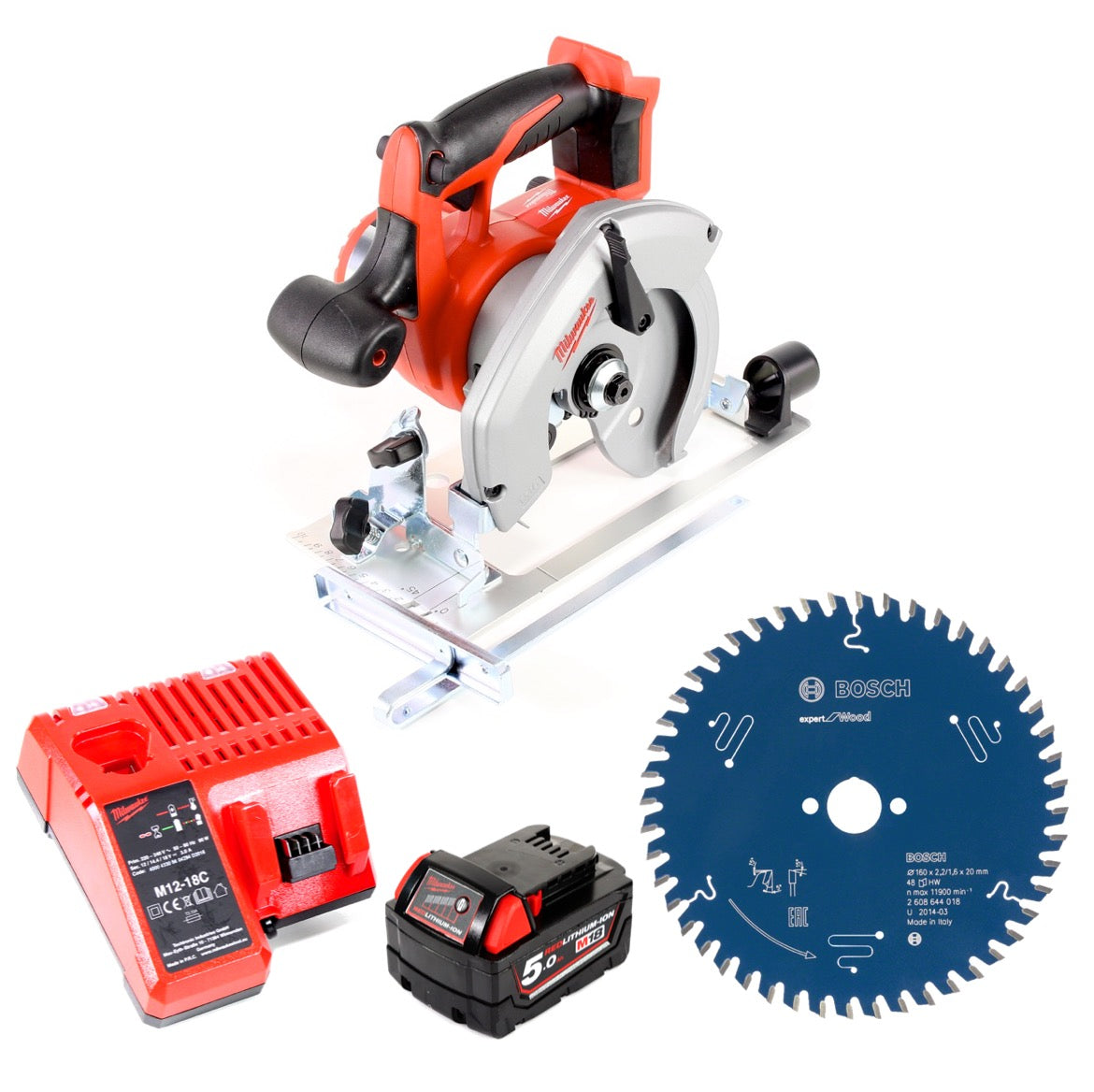 Milwaukee HD18CS-501C Akku Handkreissäge 18V 165 mm + 1x Akku 5,0Ah + Ladegerät + Kreissägeblatt - Toolbrothers