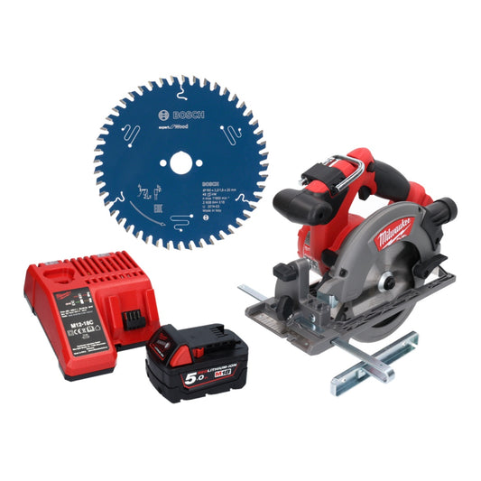 Milwaukee M18 CCS55-501C Akku Handkreissäge 18 V 165 mm + 1x Akku 5,0 Ah + Ladegerät + 2x Kreissägeblatt - Toolbrothers