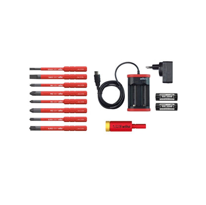 Wiha speedE® elektronischer Schraubendreher Set 2 + L-Boxx 13 tlg. + 2x 1,5 Ah Akku + Ladegerät +  Bits / TorqueAdapter ( 41912 ) + Bit Set slimBit Torx 6 tlg.  ( 42210 ) - Toolbrothers