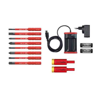 Wiha speedE® E-Schraubendreher mit 2x Akku 1,5Ah + Ladegerät + 14x slimBits Vario/electric + 2x TorqueAdapter + L-Boxx - Toolbrothers