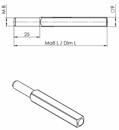 Goupille de changement Ogro FS OGRO 115 FS (3000267165) goupille pleine carrée 9 x 90 mm