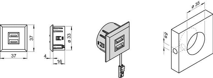 Prise double USB L&amp;S (3000550099) 12 V 5 V