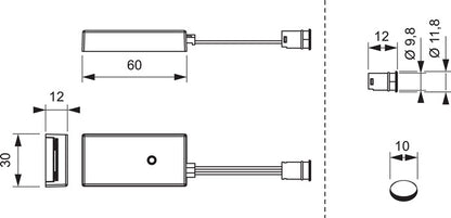 L &amp; S Mini interrupteur à capteur IR (3000550114) 24 V 24 V longueur 60 mm