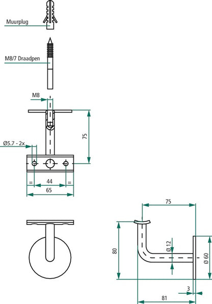 Support de main courante Intersteel (3000210972) support arqué en acier inoxydable mat