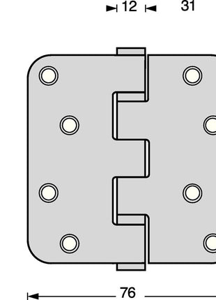 Charnière de porte à roulement à billes Intersteel (3000255607) goupille extensible arrondie mate en acier inoxydable