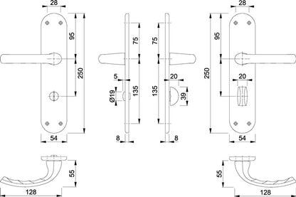 Hoppe kit de rénovation Tôkyô 1710/3334 (8000348501) aluminium F1 distance 78 mm