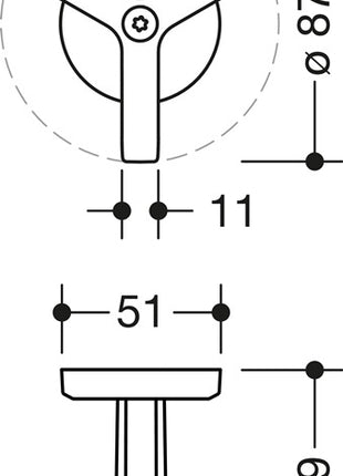 Crochet triple HEWI série 477 (3000207487) mat, élastique hauteur 69 mm Ø 51 mm