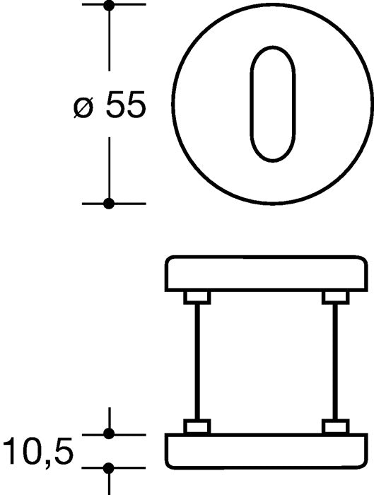 HEWI paire de rosaces à clés 306.23PB 90 (3000207799) plastique 90 ronde