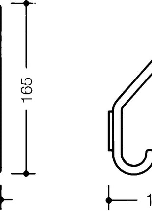 Patère HEWI 477.90.070 (3000206897) saillie simple 108 mm hauteur 163 mm